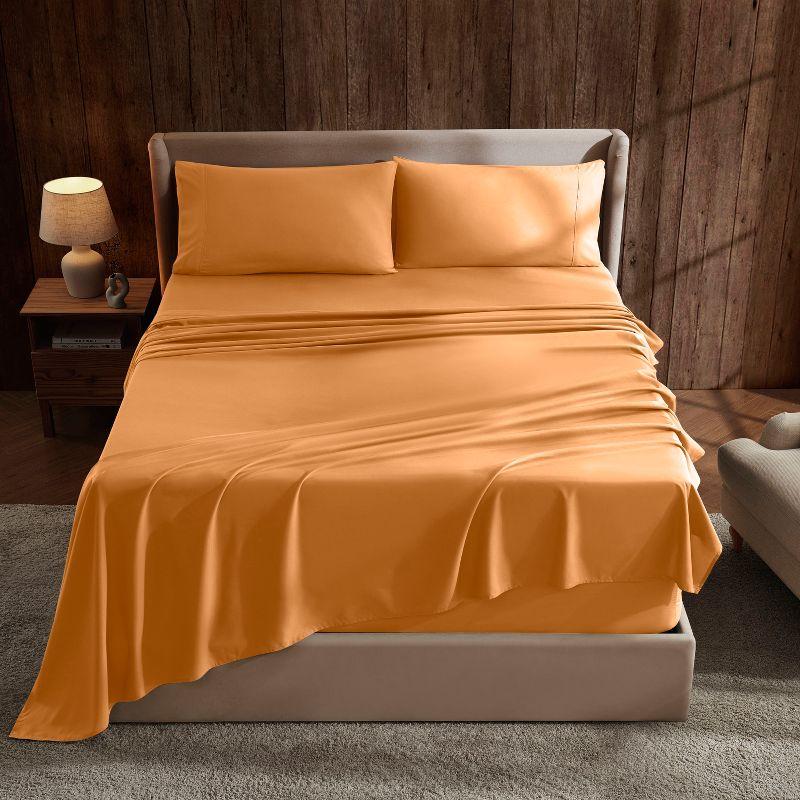 Nestl 4 Piece Queen Bed Sheet Set, Deep Pocket Extra Soft Microfiber Queen Sheets - Apricot Light Orange