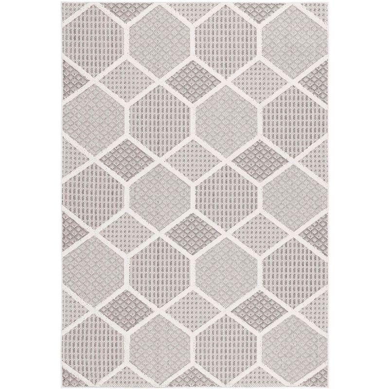 Gray Geometric 8' x 10' Stain-Resistant Synthetic Area Rug