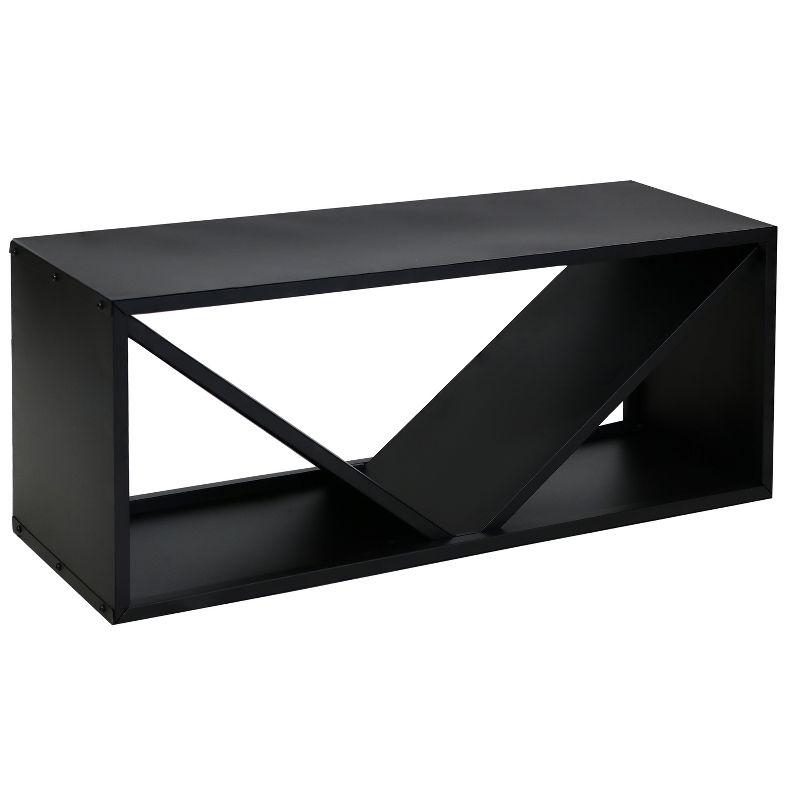 Sunnydaze Indoor/Outdoor Steel Triple Triangle Fire Pit or Fireplace Firewood Log Rack Storage Holder - 41" - Black