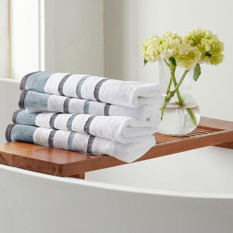 Combed Cotton Decorative Quick-Dry Towel Set (6 Piece Set, Eucalyptus / Grey)