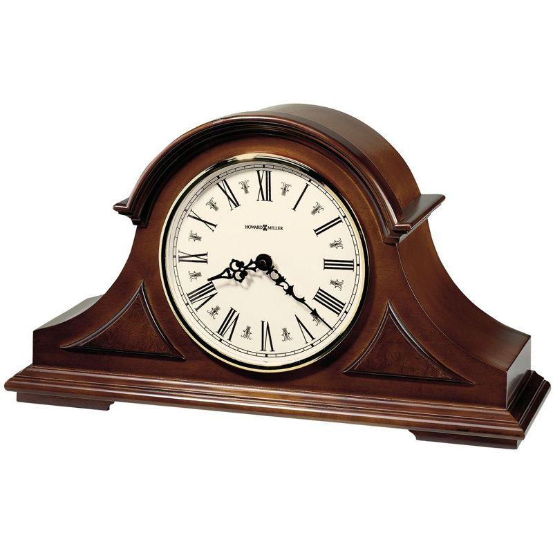 Burton II Traditional Roman Numeral Quartz Movement / Crystal Tabletop Clock in Windsor Cherry