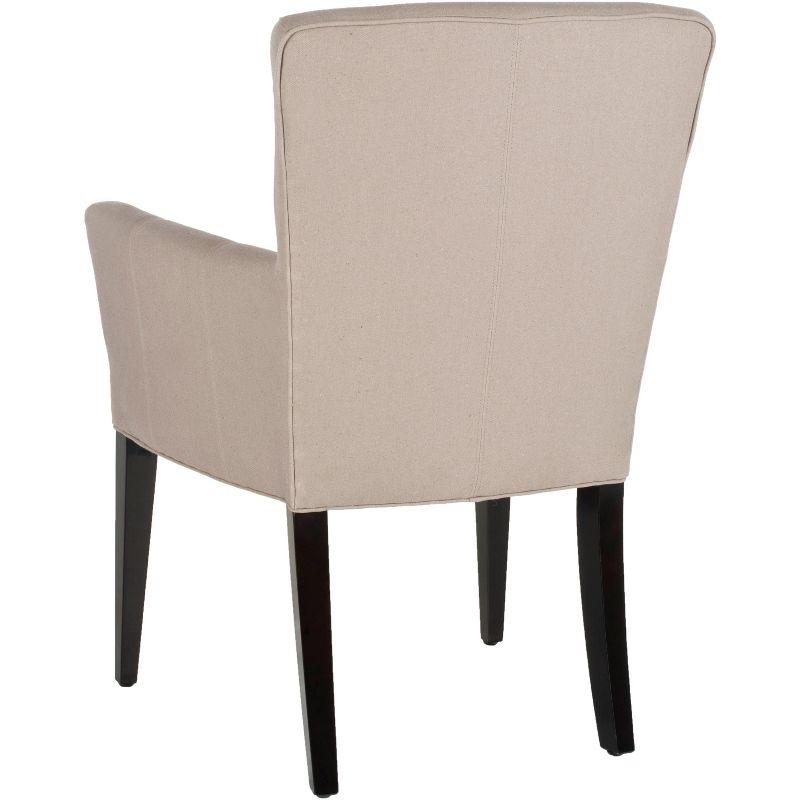 Elegant Transitional Taupe Leather & Wood Arm Chair