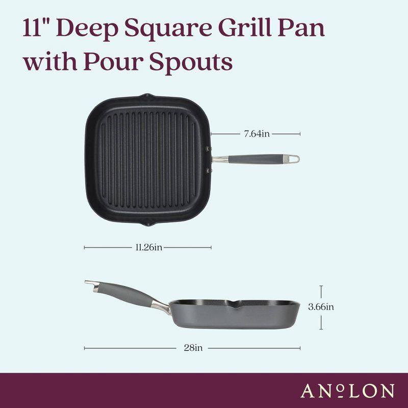 Anolon Anolon Advanced Home Hard Anodized Nonstick Deep Square Grill / Griddle Pan With Pour Spouts,11 Inch