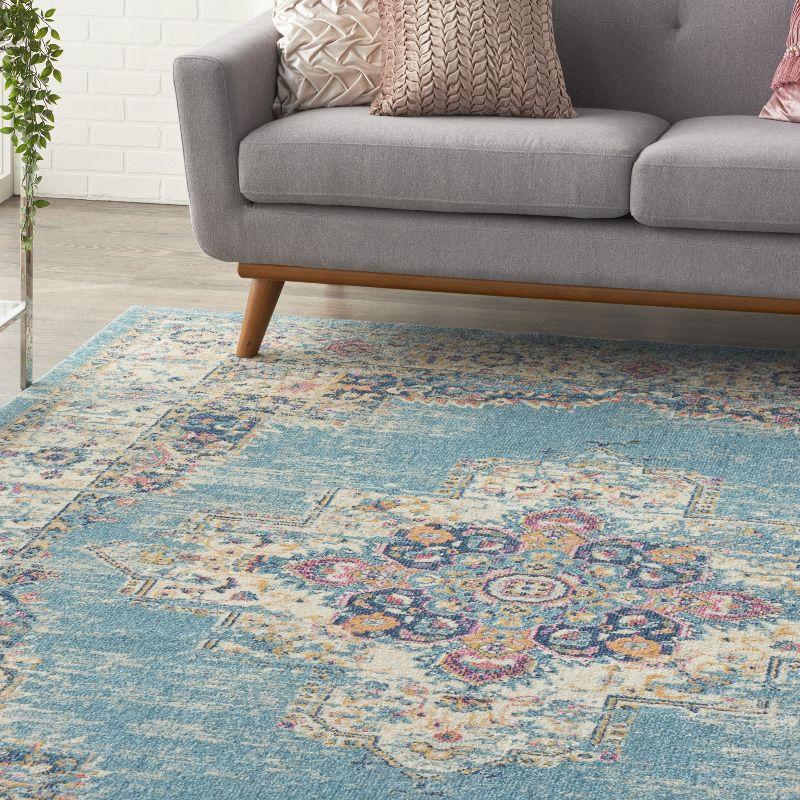 Traditional Geometric Blue Synthetic 8' x 10' Area Rug