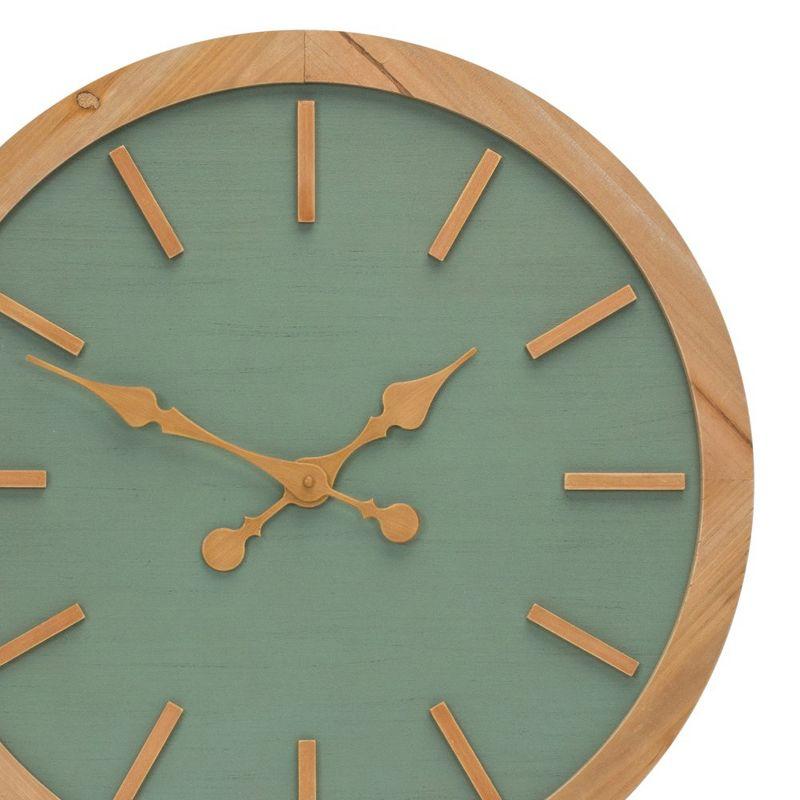 Sage Green and Natural Wood 24" Wall Clock