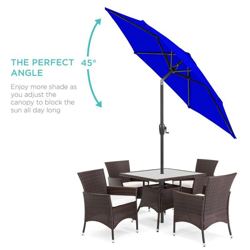 Best Choice Products 7.5ft Heavy-Duty Outdoor Market Patio Umbrella w/ Push Button Tilt, Easy Crank - Resort Blue