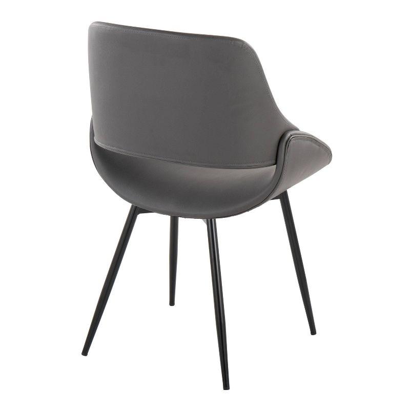 High Grey Faux Leather Upholstered Side Chair with Black Metal Frame