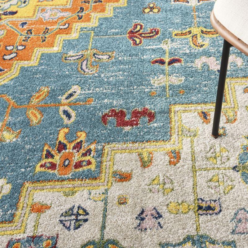 Turquoise Ivory Medallion 8' x 10' Synthetic Area Rug