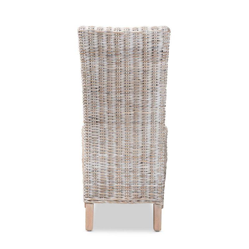 Trianna Rattan and Wood Dining Chair White/Brown - bali & pari: Indonesian Crafted, No Assembly Required