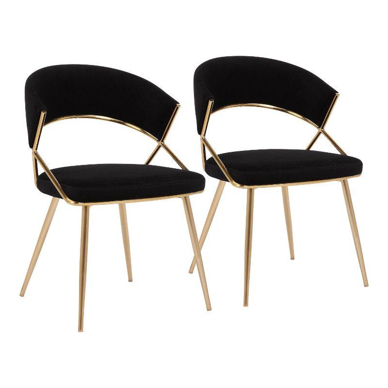 Set of 2 Luxe Velvet Upholstered Side Chairs with Sleek Metal Frame