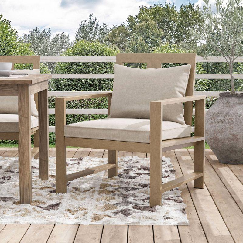 Beige Aluminum Frame Dining Armchair with Cushions