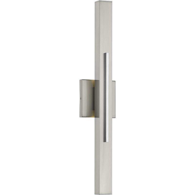 Progress Lighting Planck 2-Light LED Wall Sconce, Brushed Nickel, White Shade