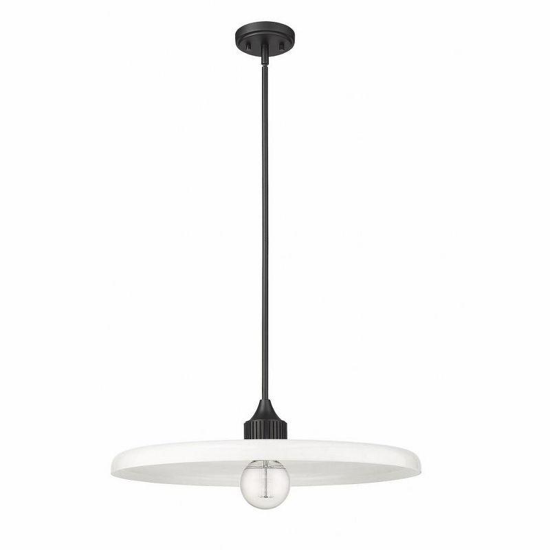 Matte Black and Opal Glass 24'' Pendant Light