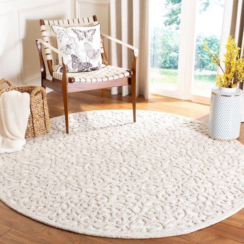 Trace TRC103 Hand Tufted Area Rug - Camel/Ivory - 6' Round - Safavieh.