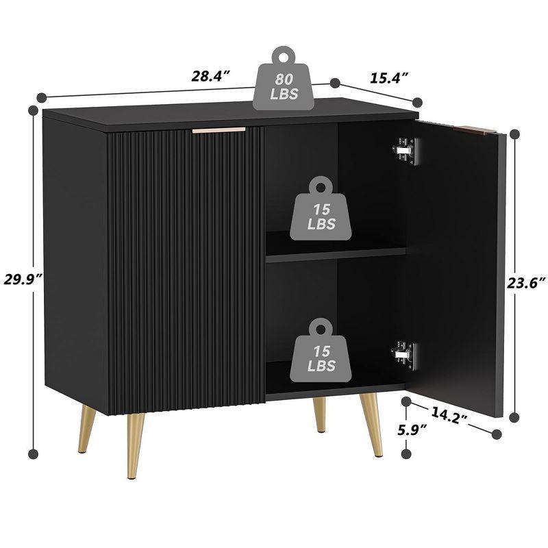 Sideboard Buffet Cabinet with Storage, Fluted Credenza Storage Cabinet with Painted Finish and Adjustable Shelves