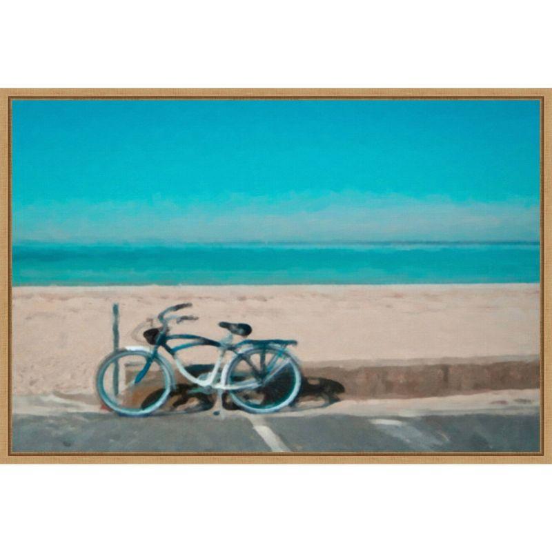 Bike to the Beach Framed Canvas Art in Sylvie Maple