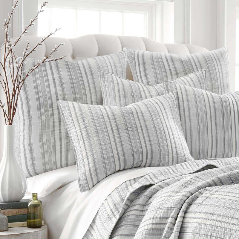 Bondi Gray Striped Cotton Euro Sham Set of 2