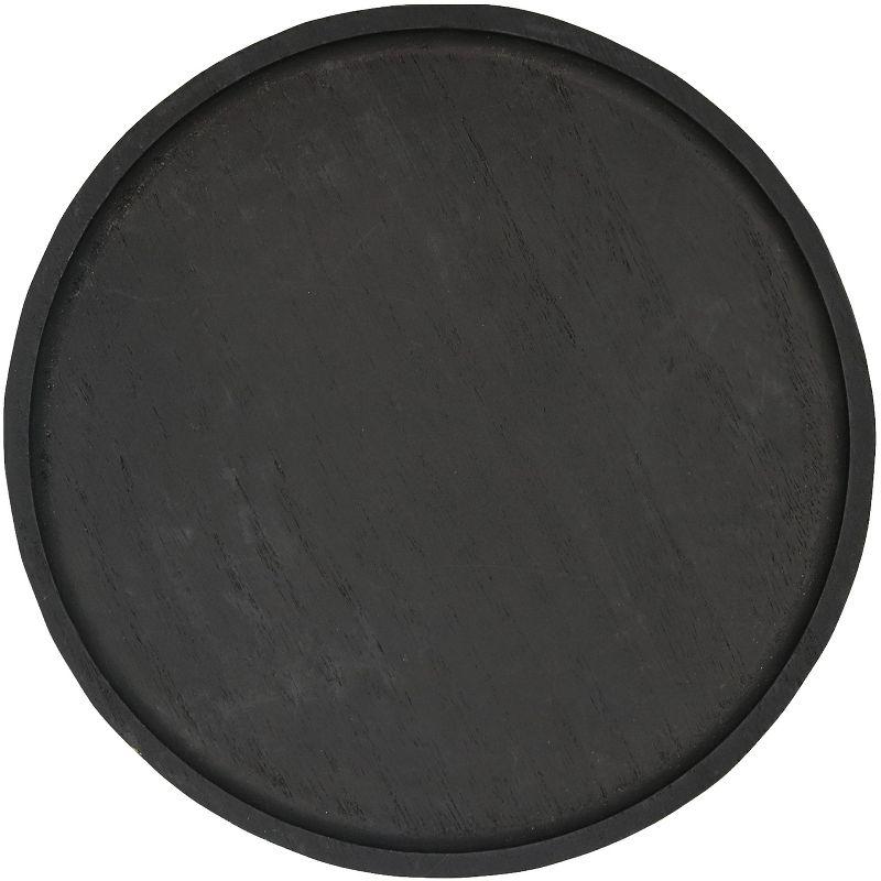 Sweet Water Decor Large Black Round Wood Tray - 10x10"