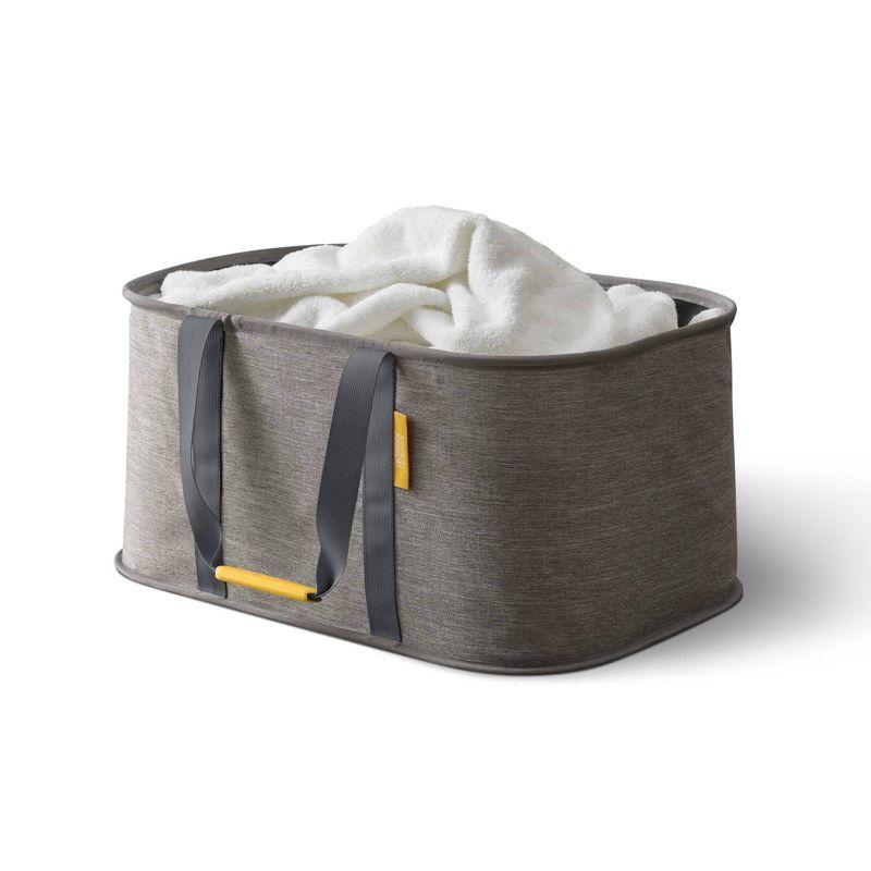 Gray Collapsible 35L Fabric Laundry Basket with Handles