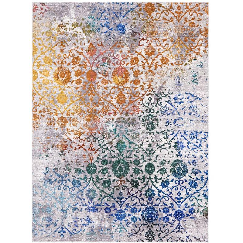 Leonard Multicolor Floral Damask Rectangular Area Rug