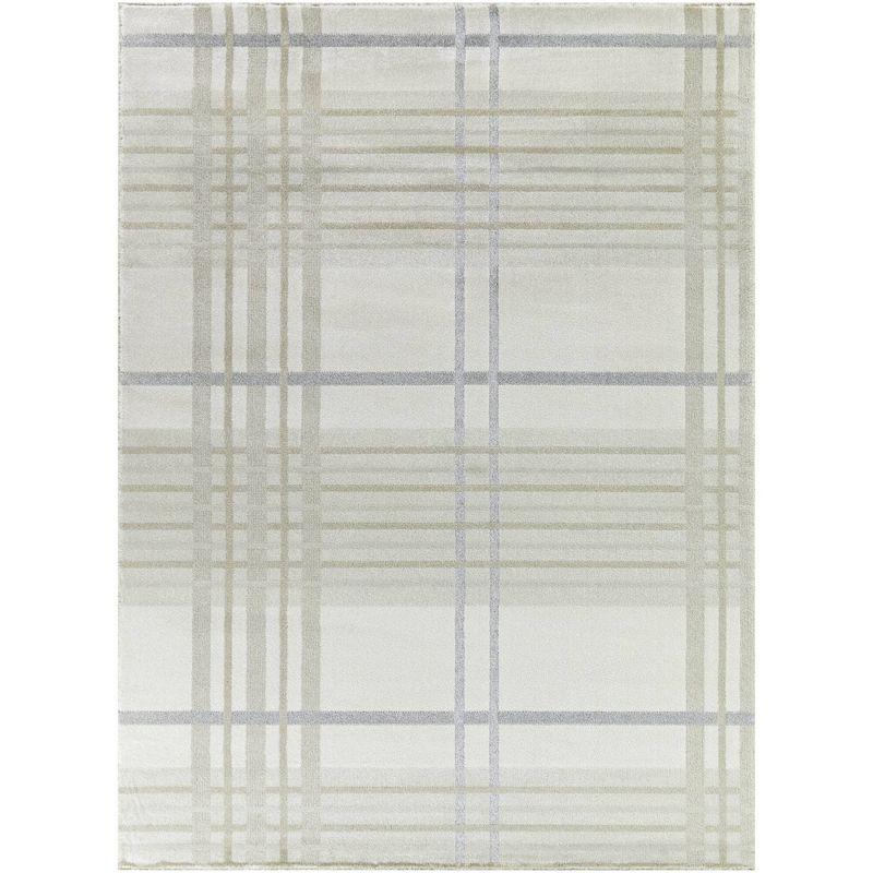 Gray Plaid Rectangular Kids' Rug 8' x 10' Synthetic