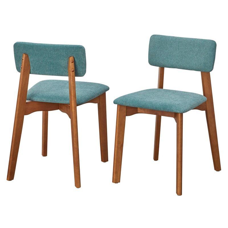 4pc Nettie Mid-Century Modern Dining Set with Bench Walnut/Teal - Buylateral