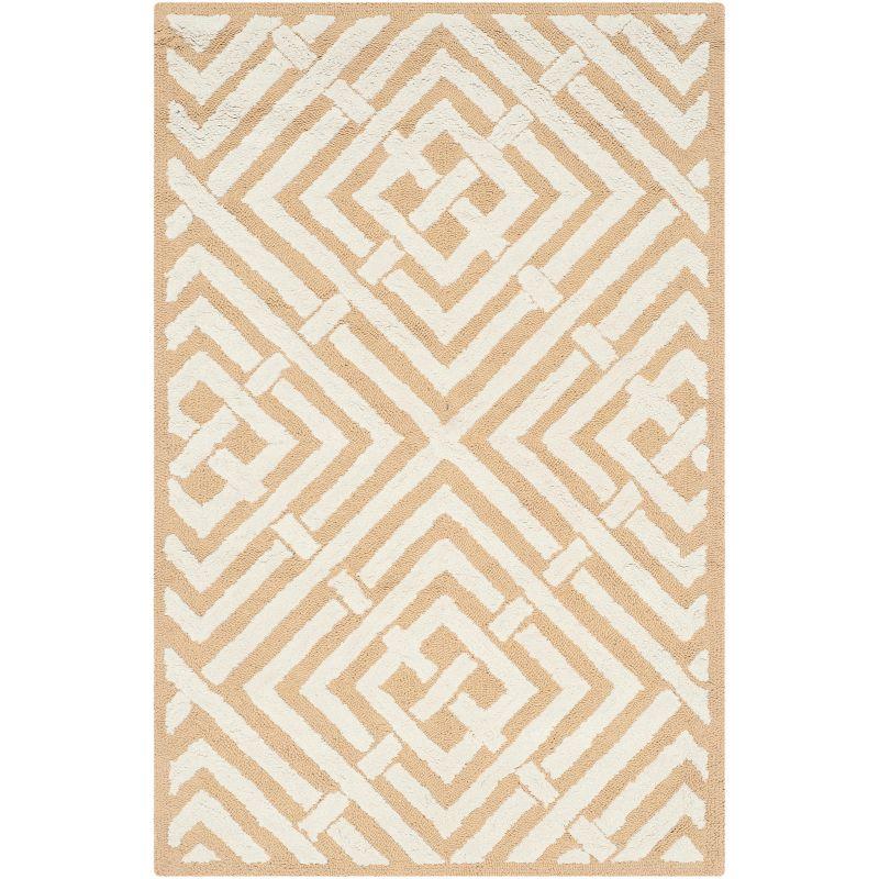 Newport Beige and Ivory Hand-Tufted Geometric Cotton Rug