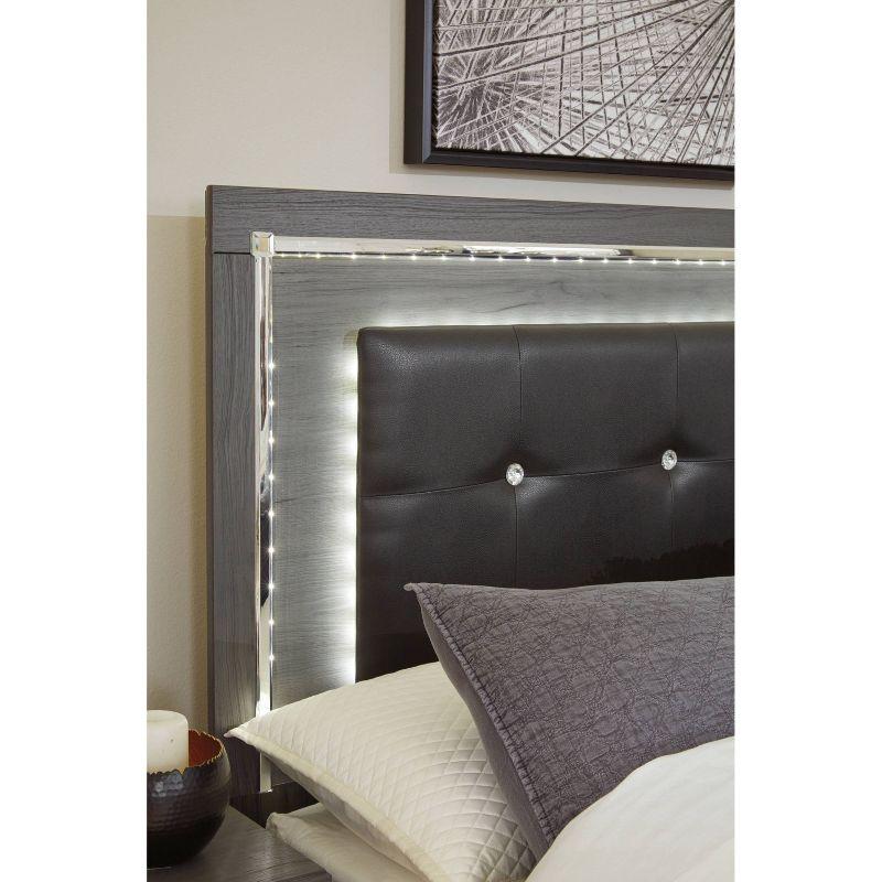 Queen/Full Lodanna Upholstered Panel Headboard Gray: LED Lights, Chrome Accents - Signature Design by Ashley