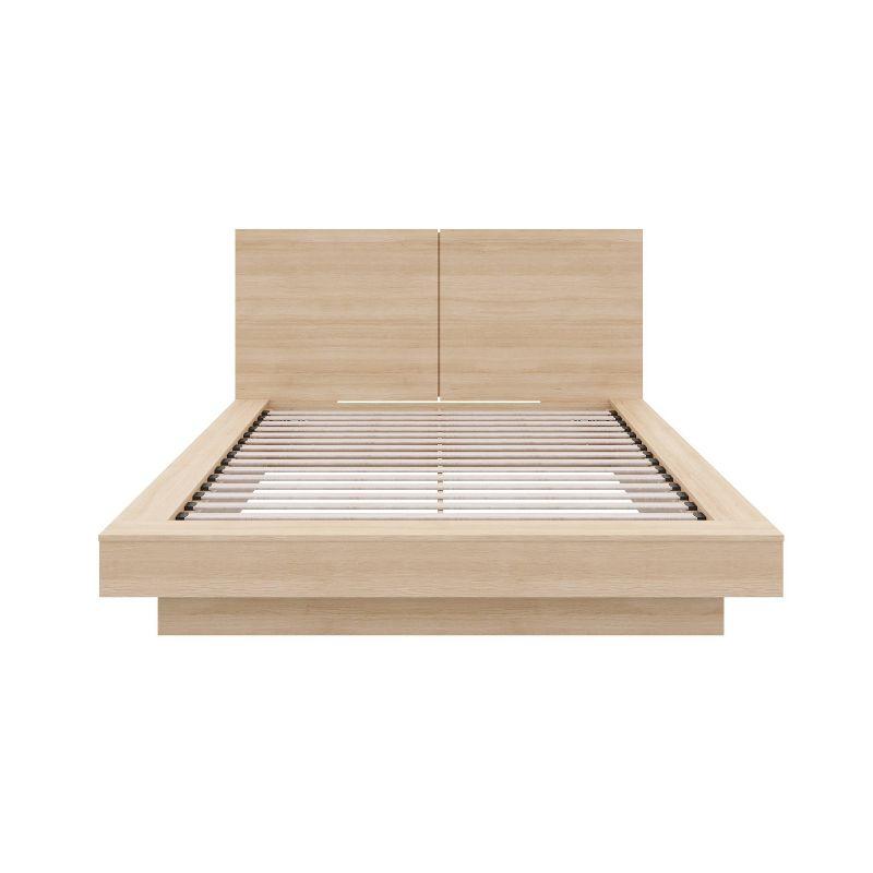 Nexera Queen Napa Platform Bed with Headboard Natural Blonde Oak