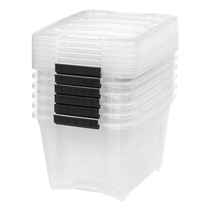 IRIS USA 19 Qt Stackable Plastic Storage Bins with Lids, 6 Pack - BPA-Free, Made in USA - See-Through Organizing Solution, Latches, Durable, Clear