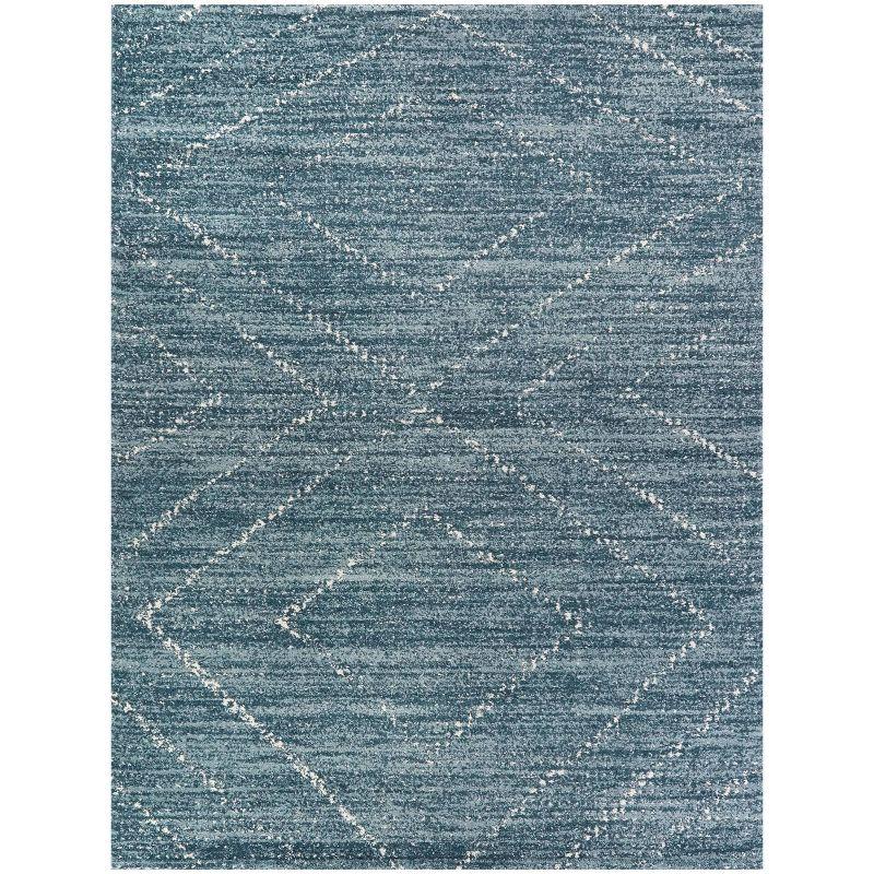 Sienna Blue Geometric 9' x 12' Easy-Care Synthetic Area Rug