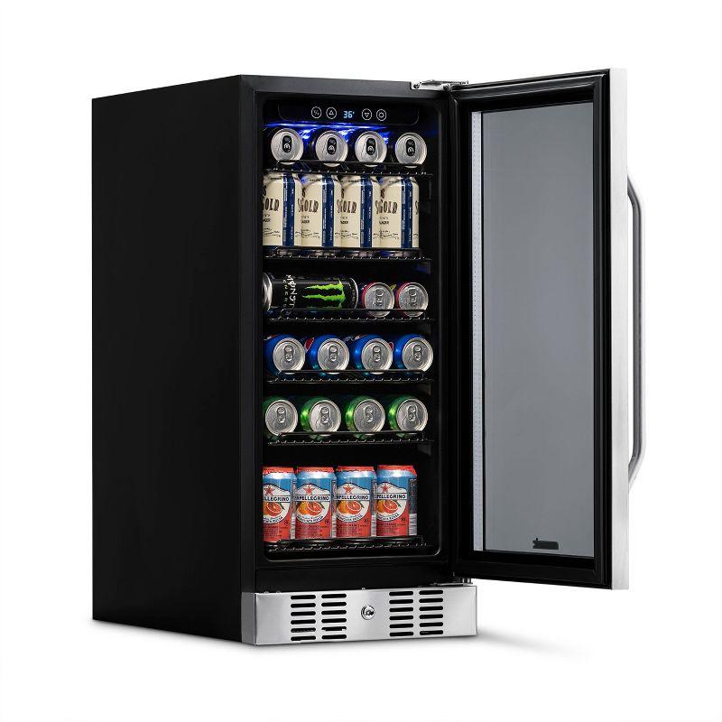 Newair 15" Built-in 96 Can Beverage Fridge in Stainless Steel with Precision Temperature Controls