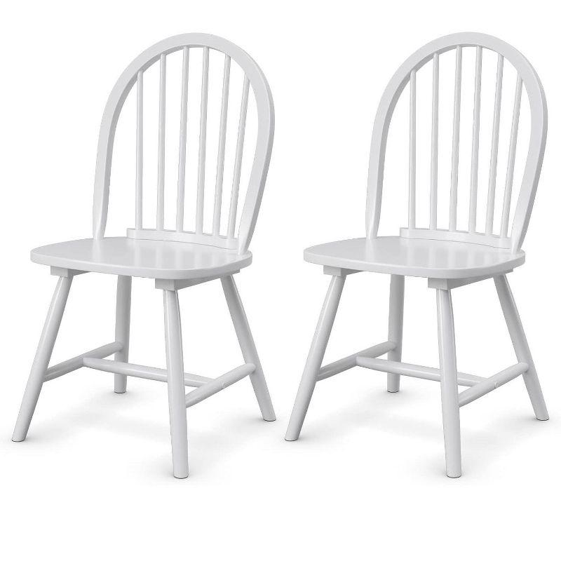 Costway Set of 2 Vintage Windsor Dining Side Chair Wood Spindleback Kitchen Room White