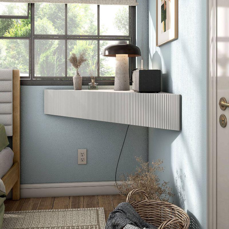 HOMES: Inside + Out Vondal Mid-Century Modern 3 Shelf Corner Floating Console TV Stand for TVs up to 50" White