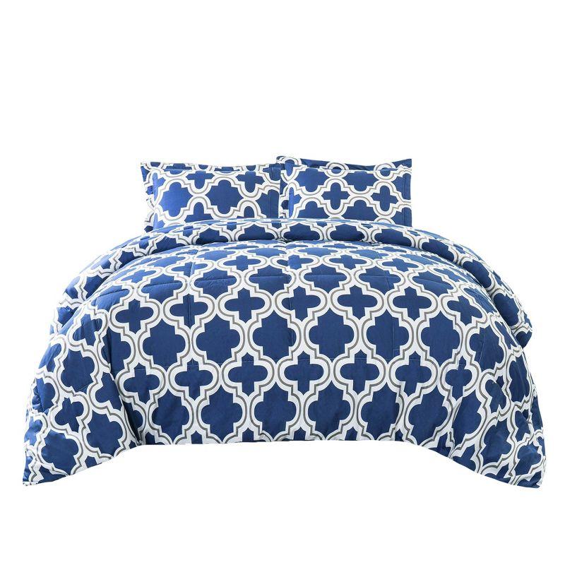 Modern Trellis Geometric Wrinkle-Resistant Down Alternative 3-Piece Comforter Set by Blue Nile Mills