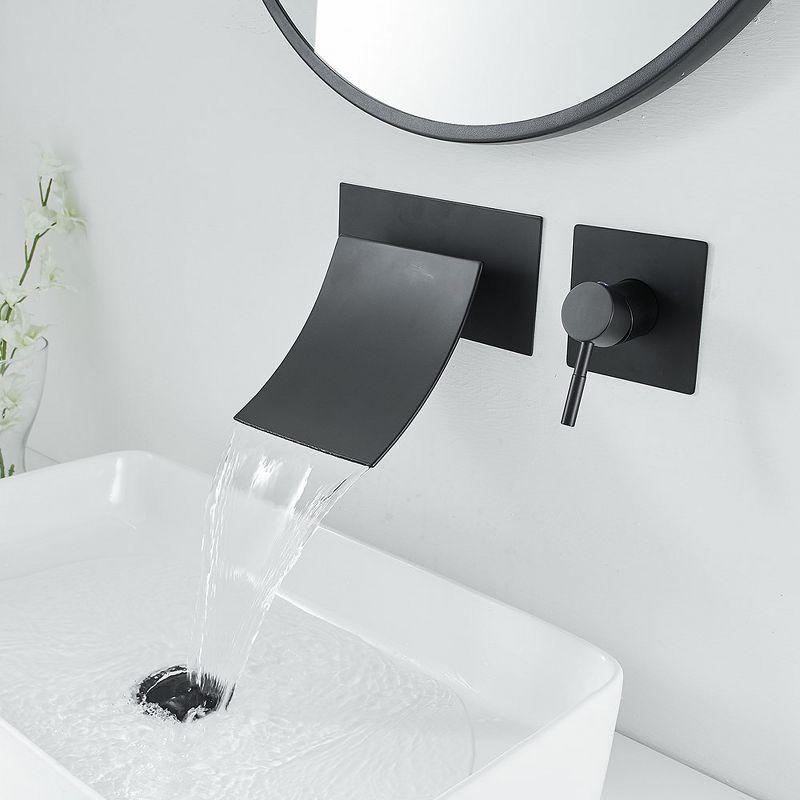 Matte Black Wall-Mount Single Handle Waterfall Bathroom Faucet