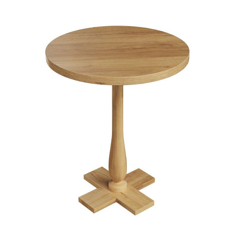 Natural Mango Wood Round Pedestal Side Table