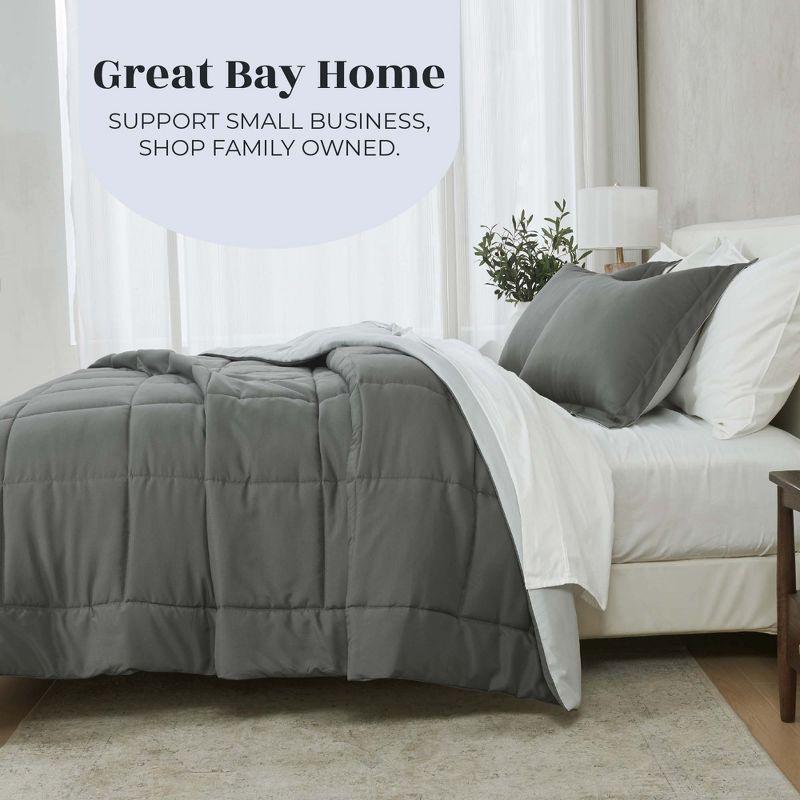 Solid Reversible Comforter and Sham Set - Great Bay Home