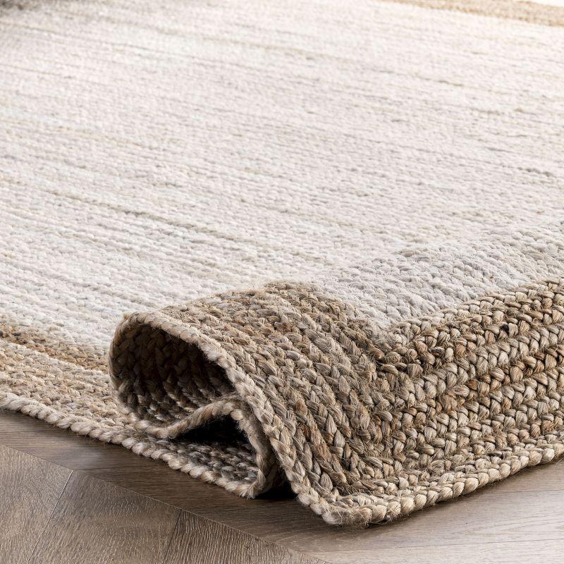 Handmade Oval White Jute 8' x 10' Braided Area Rug