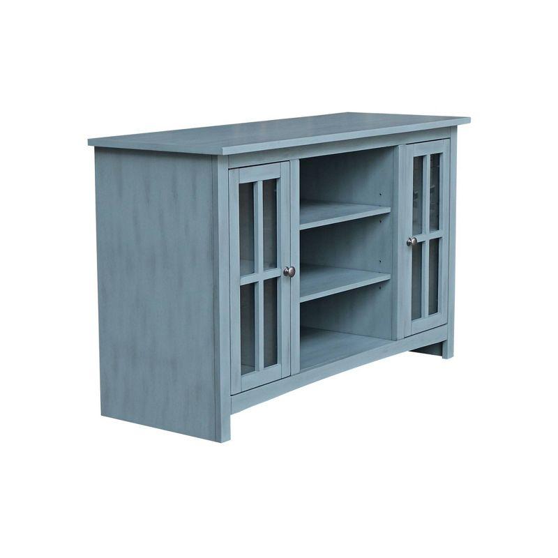 Elegant Gray 53" Solid Para Wood TV Stand with Cabinet Doors