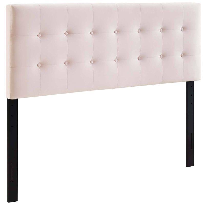 Queen Emily Biscuit Tufted Performance Velvet Headboard Pink - Modway: Adjustable Height, Plywood & Fiberboard Frame, Velvet Upholstery