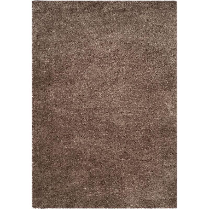 Gray Hand-Knotted Rectangular Shag Area Rug 6'7" x 9'2"