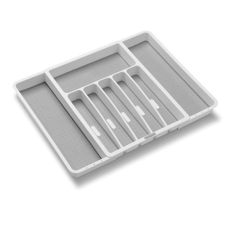 White Adjustable Plastic Silverware Tray with 8 Compartments