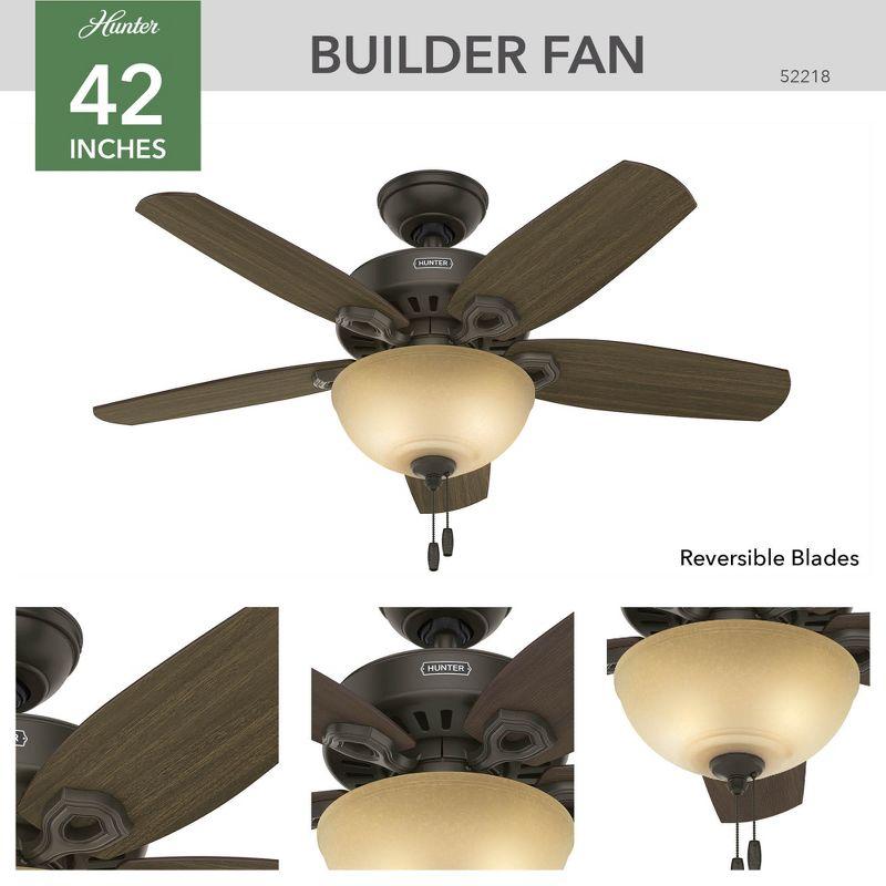 42" Builder 5 - Blade Standard Ceiling Fan with Pull Chain and Light Kit Included