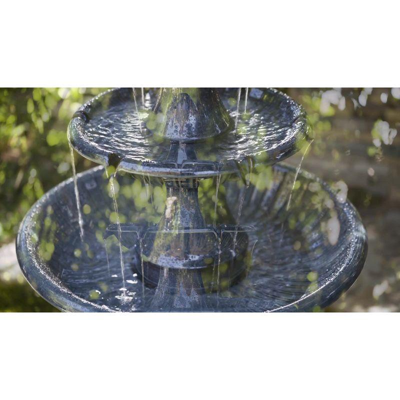 John Timberland Outdoor Floor Water Fountain with Light LED 46" High Three Tier for Yard Garden Patio Deck Home