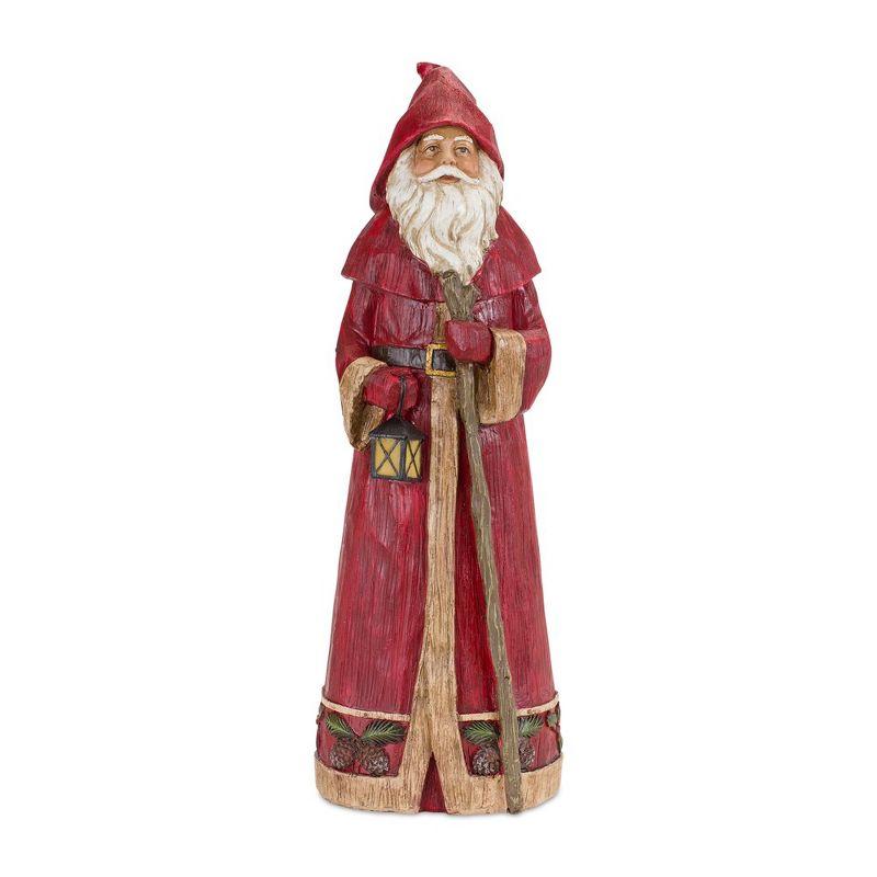 Rustic Red and Brown Resin Santa Figurines Set