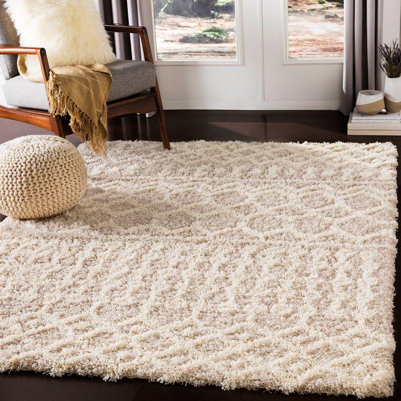 Livabliss 2'7"x5' Pinnacle Shag Global Rug Cream: High Pile, Stain & Fade-Resistant, Traditional Style