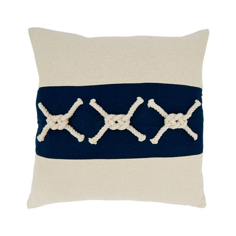 Saro Naviguer Collection Appliqued Cotton Throw Pillow