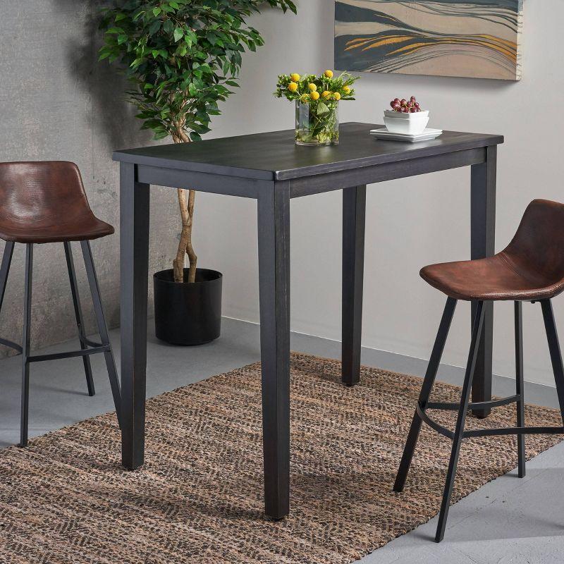 51" Dark Gray Acacia Wood Contemporary Bar Height Table