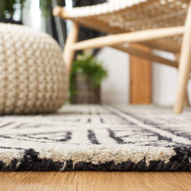 Hand-Tufted Black and Beige Wool Runner Rug